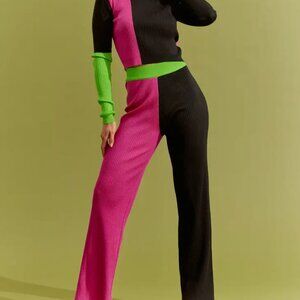 Women's Two-Tone Pant Top Knit Set
